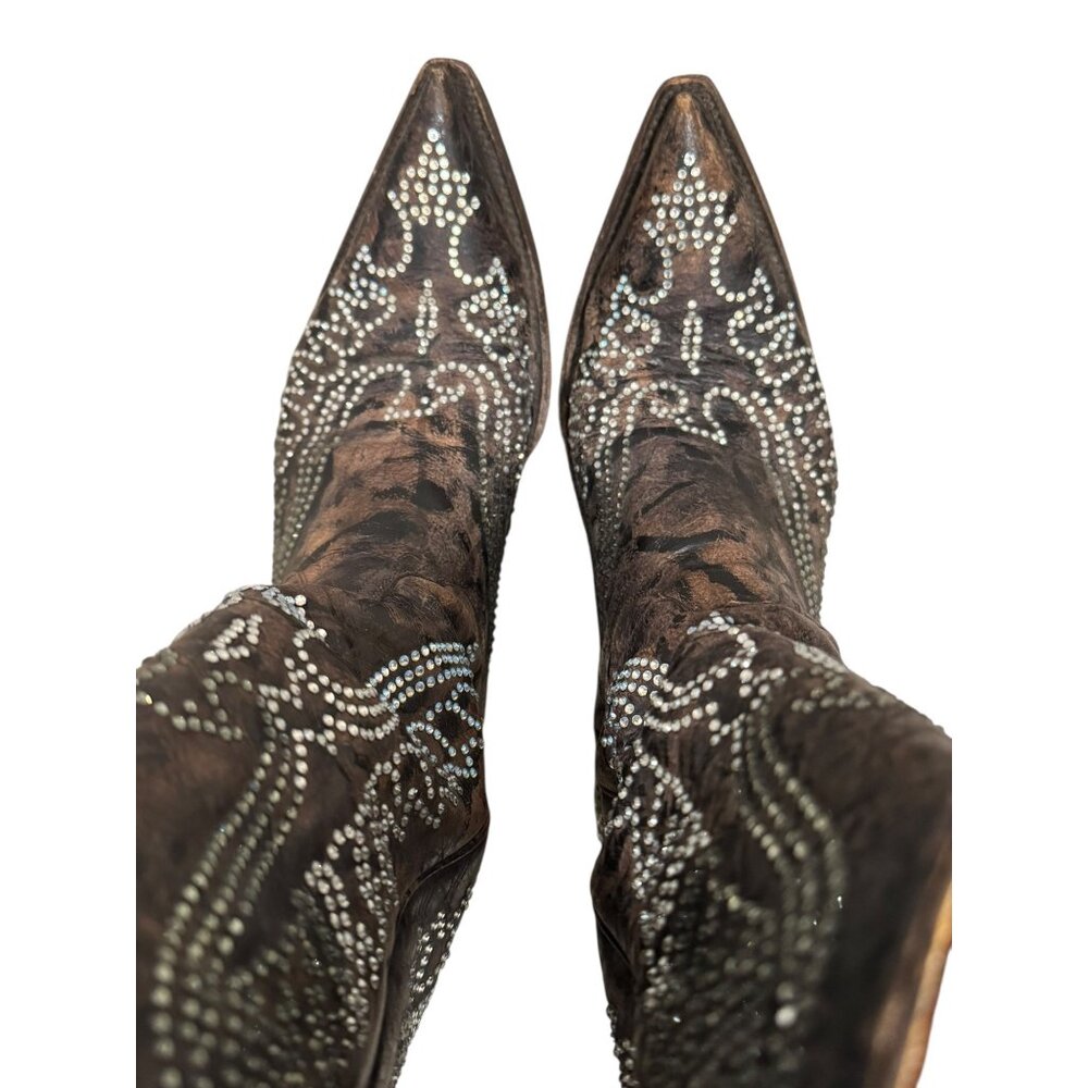 Size 8 Womens Old Gringo Eagle Swarovski Crystals Snip Toe Cowboy Cowgirl Boots - Picture 8 of 12